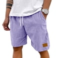 thumbnail image 2 of Mens Lightweight Corduroy Shorts Elastic Waist Drawstring Casual Summer Shorts Purple L, 2 of 6