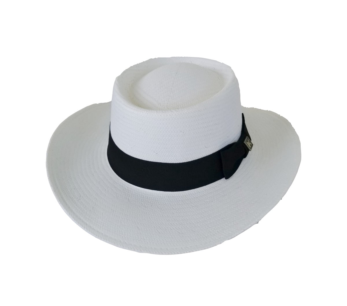 Kenny K Gambler Hat, White Planter’s Hat, Toyo Straw, Classic Elegant