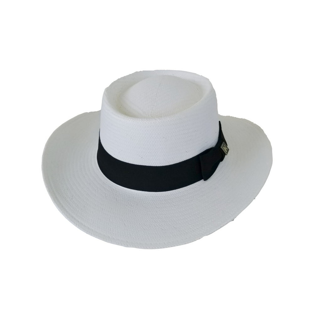 Kenny K Gambler Hat, White Planter’s Hat, Toyo Straw, Classic Elegant