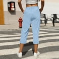 thumbnail image 5 of Women's Linen Straight Leg Pants with Pockets and Elastic Waistband for Summer, 5 of 7