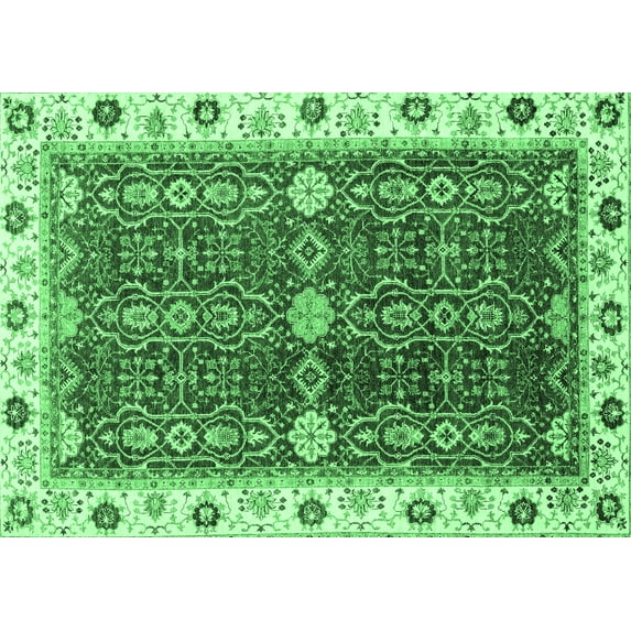 Ahgly Company Indoor Rectangle Oriental Emerald Green Modern Area Rugs, 2' x 3'