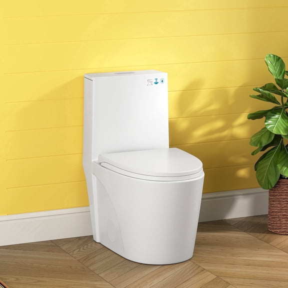 Sunrinx Compact One Piece Elongated Toilet with ADA-Compliant Comfort Height 17.1", Dual Flush 1.1/1.6 GPF , Map 1000g (UF Seat Included)