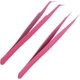 thumbnail image 1 of Eyelash Tweezers 2 Pack Stainless Steel Straight & Angled Precision Volume Isolation Clipper False Eyelashes, 1 of 4
