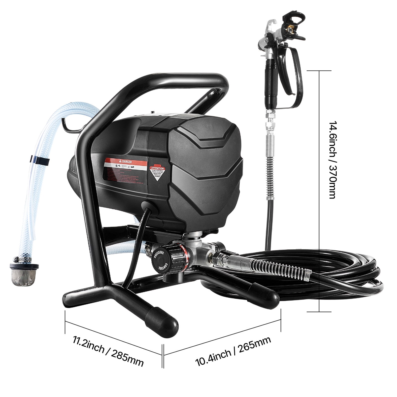 KFFKFF Stand-Mounted Paint Sprayer, 650W Energy-Efficient Sprayer, 3000PSI Electric Paint Dispensing Gear with Extendable Rod and Maintenance Implements for Interior and Exterior Furniture, Barriers