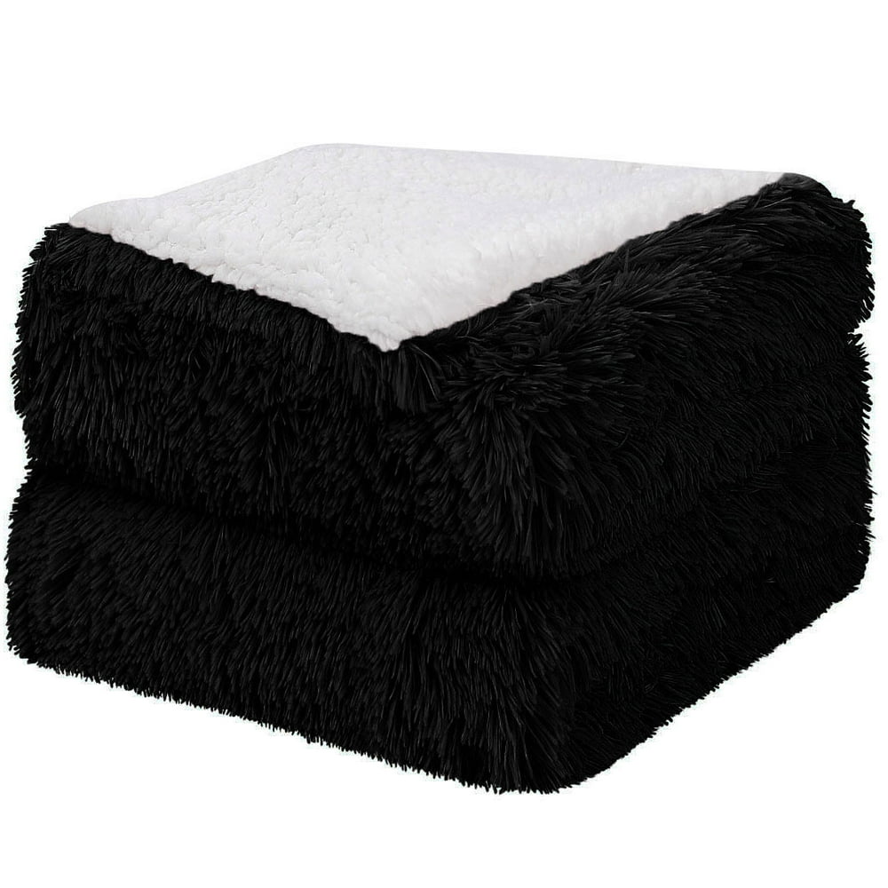 Unique Bargains Shaggy Faux Fur Soft Sherpa Blanket, Queen(90" x 90