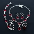 thumbnail image 2 of Mozambique Garnet 925 Sterling Silver Oval Gemstone Handmade Jewelry Set VJ 193, 2 of 4