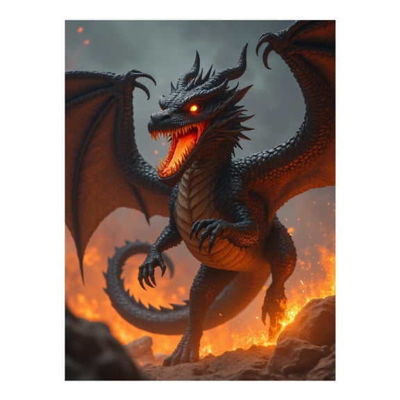 Diamond Art Kit for Adults, Dragon Fire Breathing Creature Fantasy Diamond Painting for Adults Beginners, DIY Diamond Art Painting Kits, 5D Diamond Painting Crafts for Home Decor 12x16 Frameless