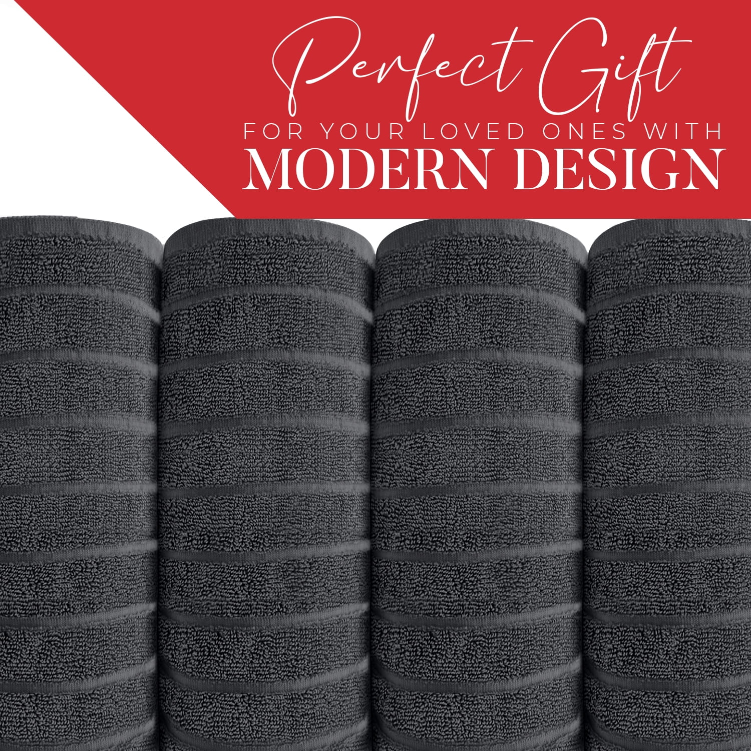 RIVERSIDE 2 Pack Oversized Bath Sheets 35x70 Soft Quick-Dry 600 GSM Ribbed Cotton Towels - Charcoal