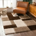 thumbnail image 2 of Well Woven Ella Brown Geometric Boxes Thick Soft Plush 3D Textured Shag Area Rug 5x7 (5'3" x 7'3"), 2 of 6