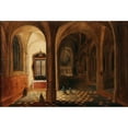 thumbnail image 2 of Pieter Neeffs the younger 24x17 Gold Ornate Framed and Double Matted Museum Art Print Titled - A Church Interior with Worshippers at Prayer, 2 of 4
