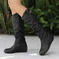 thumbnail image 5 of Viluyesy Womens Knee High Boots, Half-Zipper Round Toe Hidden Heel Fashion PU Leather Slouchy Boots Black, 5 of 7