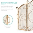 thumbnail image 6 of Best Choice Products 3-Panel 55x33in Wrought Iron Fireplace Safety Screen Decorative Scroll Spark Guard Cover - Gold, 6 of 8