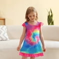 thumbnail image 4 of Jurebecia Girls Nightgowns Rainbow Sleepwear Night Sleep Dress Flutter Sleeve Pajamas Little Kids Toddler Soft Nightgown 120 cm 5-6 Years, 4 of 11