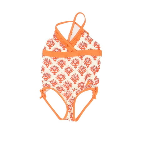 

Pre-owned Cabanalife Girls Orange | Ivory 1-piece Swimsuit size: 12-18 Months