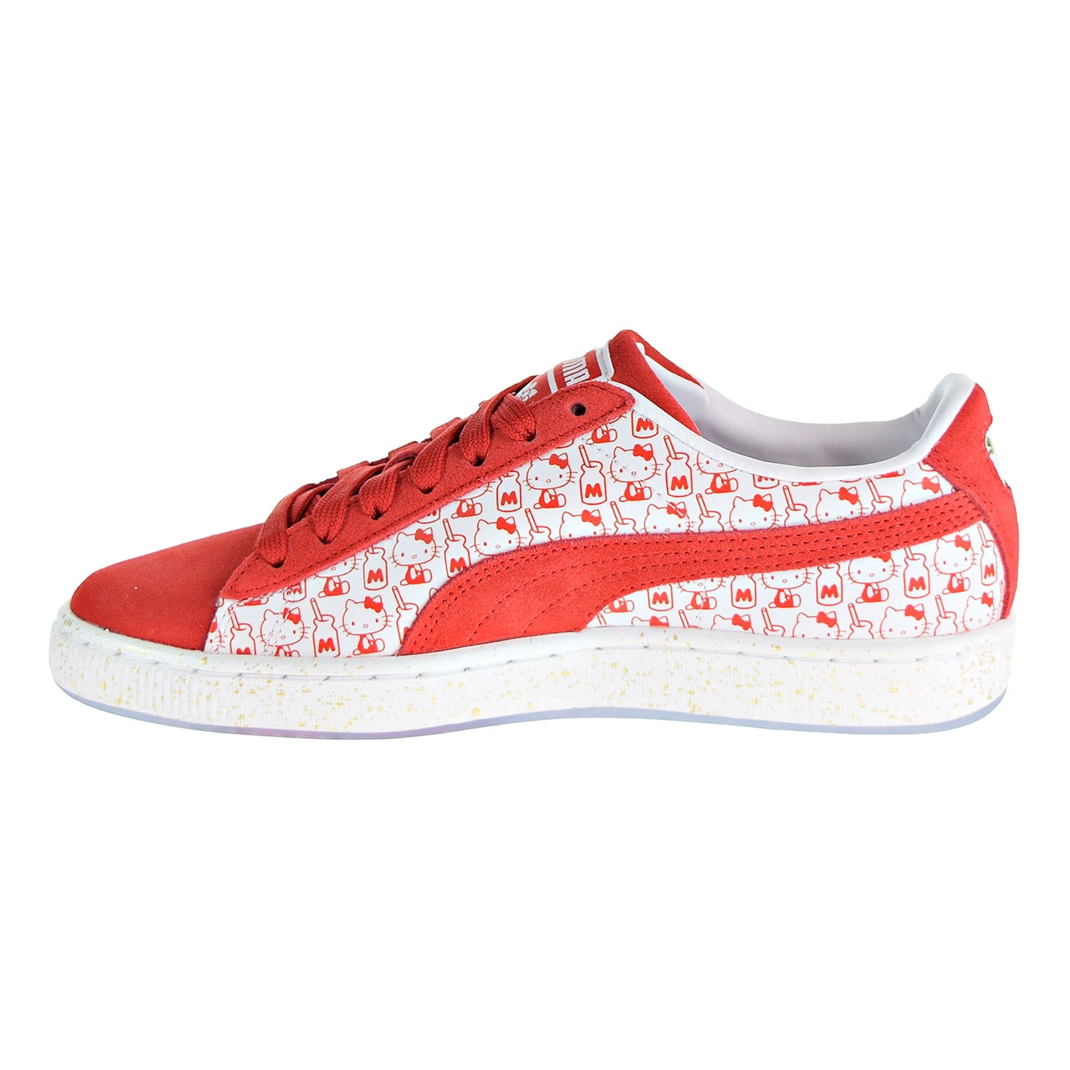 puma suede classic x bright red/bright red hello kitty