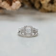 thumbnail image 2 of Silver & Stone Jewels Women's CZ Halo Bridal Ring Set Princess Cut Engagement Ring & Matching Wedding Band, Sterling Silver Finish, 2 of 7