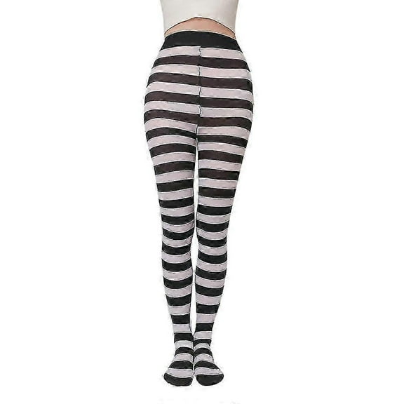 Soft Striped Long Tights Women Wide Horizontal Stripe Tights Opaque Hosiery