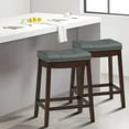 Stools 24 Inch Counter Stools Solid Wood Legs Espresso with Gray PU