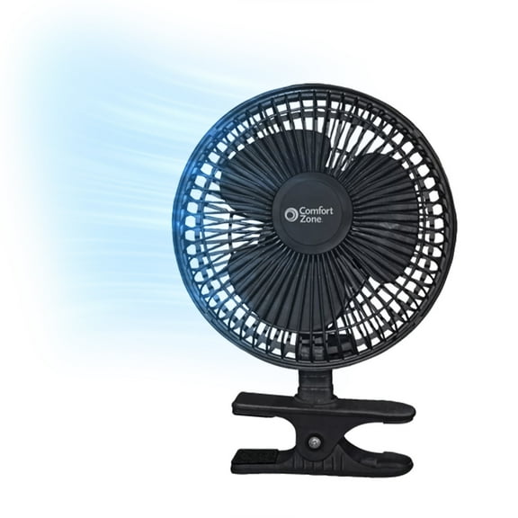 Comfort Zone 6" Portable Clip on Fan with Fully Adjustable Tilt, Black