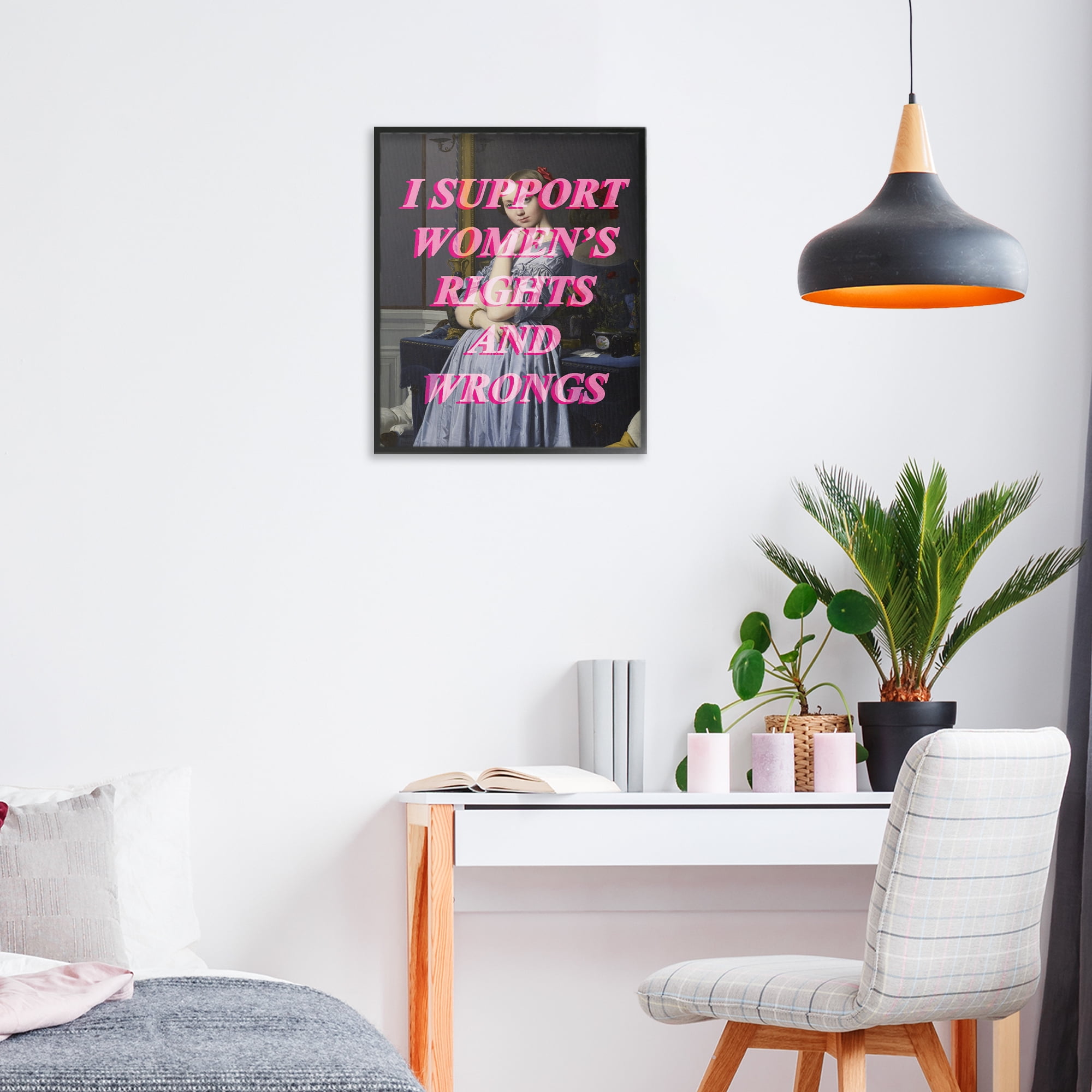 I Support Women's Rights & Wrongs Black Framed Giclee Art, design by Lil' Rue