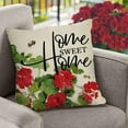 thumbnail image 4 of Red Geranium Flower Decorative Throw Pillow Covers 18 x 18 Set of 4, Sweet Home Floral Bloom Spring Summer Cushion Case Decor, Live Laugh Love Plant Botanical Decoration for Sofa Couch, 4 of 5