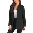 thumbnail image 4 of INSPIRE CHIC Women's Long Sleeve  Lapel Collar V Neck Open Front Lined Work Office Blazer Two Pockets XL Black, 4 of 6