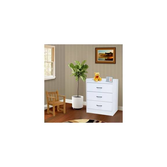 IN Room Furniture Designs 3-Drawer Contemporary Laminated Wood Chest in White