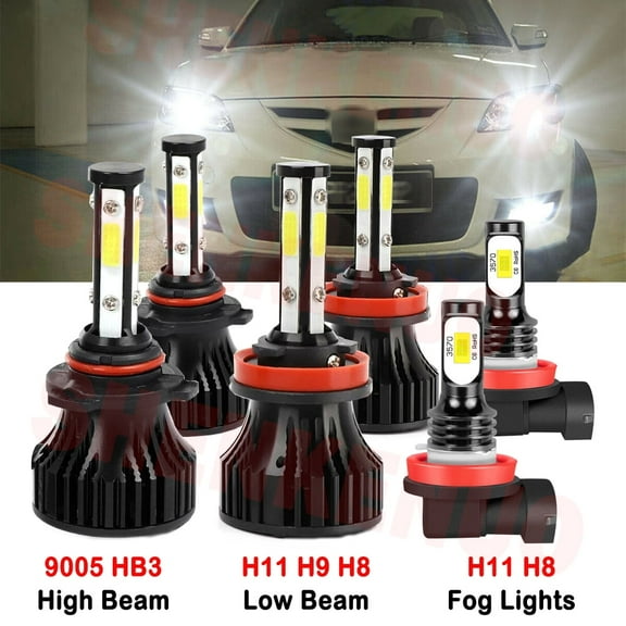 For Mazda 3 2010 2011 2013 2014 2015 2016 H11 9005 High&Low Beam LED Headlights Fog Lights 6pcs