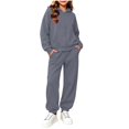 thumbnail image 3 of VIPOIN Kids Full Zip Up Fleece Hoodie and Jogger Pants Set, Cozy Solid Color Tracksuit for Daily Wear, 3 of 7