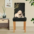 thumbnail image 5 of Black Gold Marble Giltter Dining Room Chair Covers Gold Line Stretch Chair Slipcovers Removable Super Fit Kitchen Seat Protector for Wedding Party Hotel Ceremony 4pcs, 5 of 6