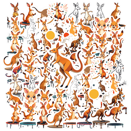 cartoon Kangaroo Theme Stickers Waterproof Kangaroo Theme Sticker for Water Bottle Laptop Phone Cases Planner Skateboard Luggage Helmet Party Favor Decor Ideal for Adults Teens Teacher Rewards
