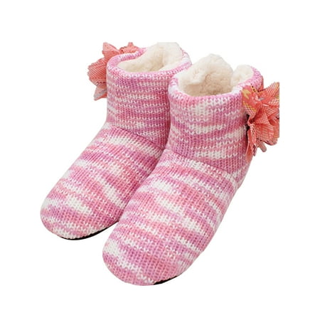 

Gomelly Women s House Bootie Winter Warm Slippers Ankle Pull on Knit Indoor Bedroom Boots