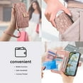 thumbnail image 6 of for Motorola Edge 60/60s Leather Phone Case Zipper Wallet Handbag, Embossed Floral Folio Flip Cover Kickstand, 2 Layer Card Slot Cash Holder, Magnetic Buckle, Shoulder Wrist Strap, 6 of 9