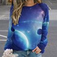 thumbnail image 2 of Galaxy Star Outer Space Women's Floral Printed Sweatshirt Long Sleeve Crewneck Casual Loose Vintage Graphic Pullover Tops, 2 of 7