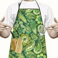 thumbnail image 2 of Green Pioneer Flower and Paisley Pattern Apron-Garden Aprons for Women with Pockets-Cotton Linen Waterproof Kitchen Cooking Gardening Aprons Adjustable for Kitchen,Cooking,BBQ and Salon 33x27 Inch, 2 of 7
