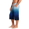 thumbnail image 5 of JoveMarine Men's Gradient Print Hawaiian Shorts with Drawstring, 7/8 Length Casual Shorts for Spring and Fall, Lightweight Beach Style Blue 3XL, 5 of 9
