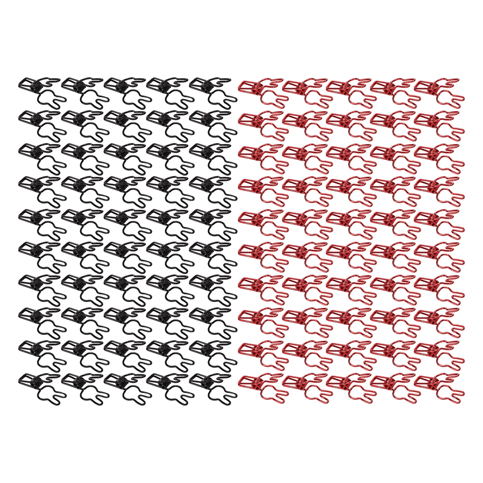 Riousery 100Pcs Bunny Binder Clips Hollow Out Strong Metal Multi Purpose Small Paper Clips for Bags Clothes Documents, Black and Red