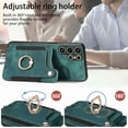 thumbnail image 5 of Phone Case for Samsung Galaxy S24 Ultra 5G Wallet Cell Cover with Tempered Glass Screen Protector Slim Lanyard Wrist Strap RFID Ring Stand Credit Card Holder Slot S24Ultra 24S S 24 24Ultra Green, 5 of 9