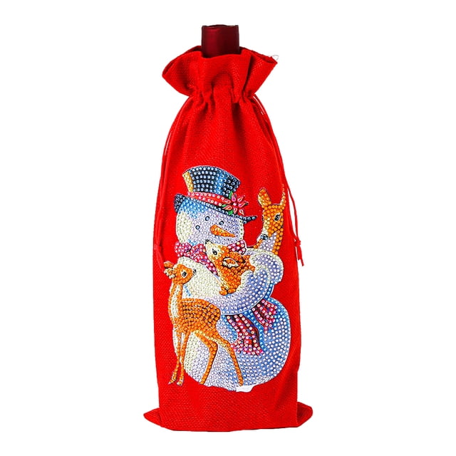 Bolsa de embalaje de vino tinto DIY Bordado de diamantes Pintura Botella de vino Bolsa de regalo Hugtrwg Para estrenar