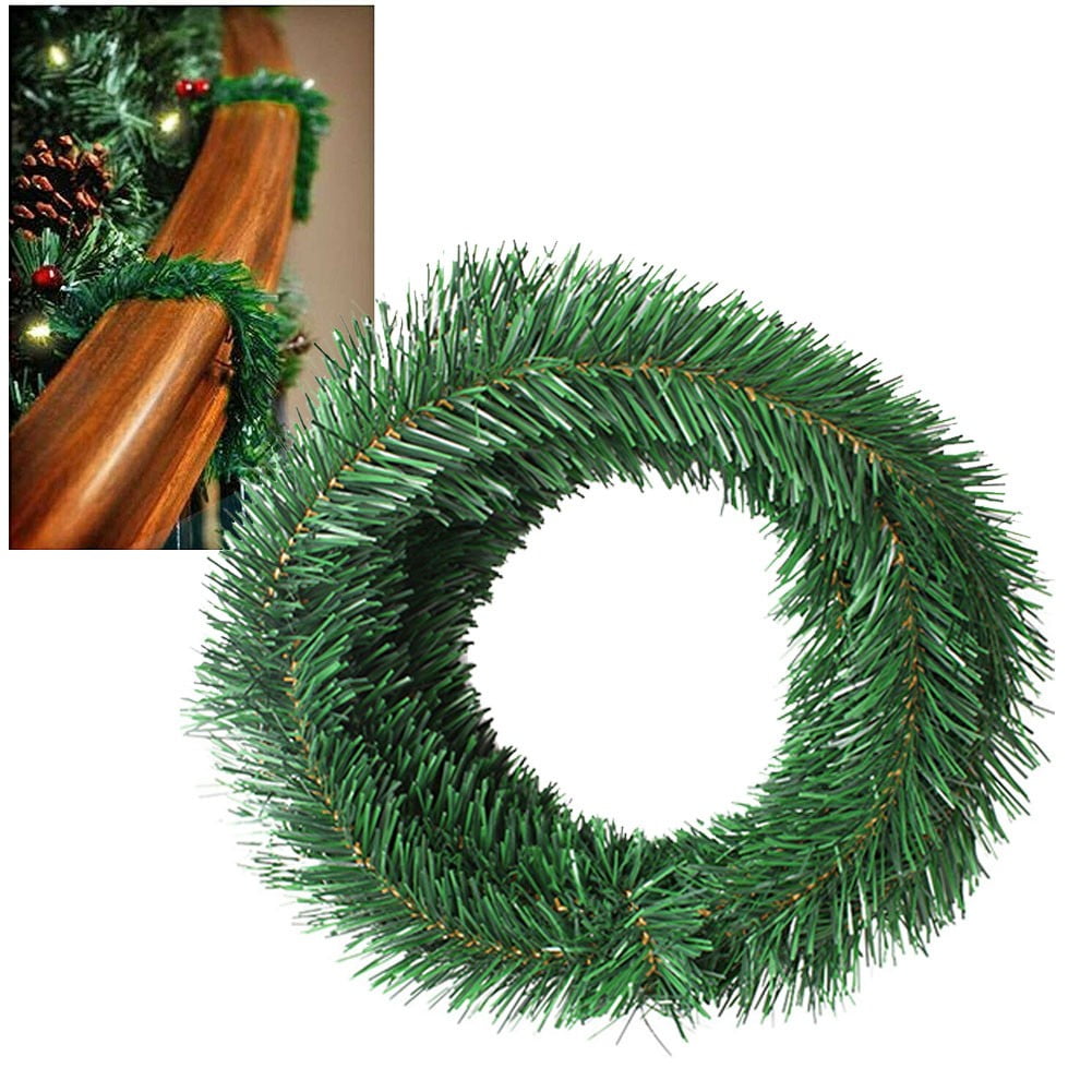 5.5m Green Artificial Christmas Garland Wreath Xmas Tree Fireplace Decorations Christmas Pine Garland Decor Green Xmas Garland Soft Greenery Garland for Home Garden Wedding Party Christmas Garland
