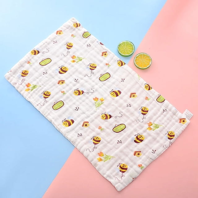 Toalla de gasa para lavado de cara de bebé, suave, absorbente, de alta densidad, estampada, para recién nacidos, cuadrada