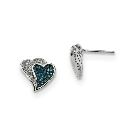 ICE CARATS 925 Sterling Silver Blue White Diamond Hearts Post Stud Earrings Love Fine Jewelry Ideal Gifts For Women Gift Set From Heart