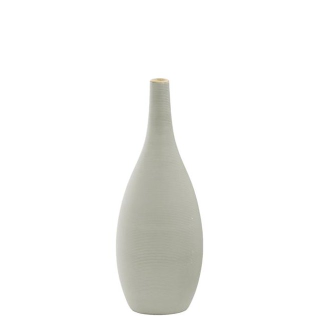 Urban Trends Collection 40414 Ceramic Round Vase with Small Mouth & Bellied Buttom, Combed Coated & Gray - Small