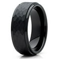 thumbnail image 5 of Silly Kings 8mm Black Hammered Tungsten Carbide Wedding Band Stepped Edge Mens Comfort Fit Ring 8.5, 5 of 5