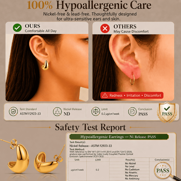 Eclipton Gold Plated Teardrop Stud Earrings for Women photo 3