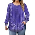 thumbnail image 2 of Women's Plus Size Tops Long Sleeve Tunic Shirts Trendy Flowy Pleated Casual Crewneck Blouses Loose Blouses Sizes 1X-5X, 2 of 6