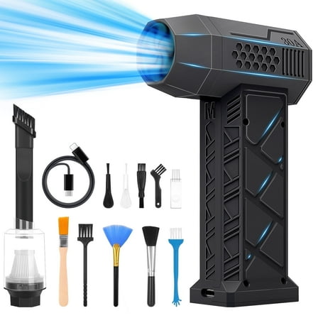 XIEWEI 150000RPM Compressed Air Duster with Vacuum Kit, Electric Air Duster, 4-Gear Jet Dry Blower, Rechargeable High-Speed Blower