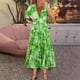 thumbnail image 1 of Puntoco Vestido De Manga Corta Con Cuello En V, Nuevo Vestido Suelto De Gran Elasticidad Con Cuello En V Floral Para Vacaciones En La Playa Para Mujer Verde Xl, 1 of 6