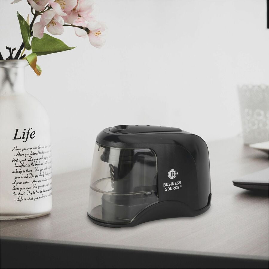 Business Source, BSN02870, 2-way Electric Pencil Sharpener, 1 Each, Black