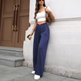 thumbnail image 4 of Krdevn Womens Pants - Women's Casual Pants Elastic Waist Straight Leg Trousers Comfortable Solid Color Loose Fit Daily Wear,Pants for Women,Size:S, 4 of 8
